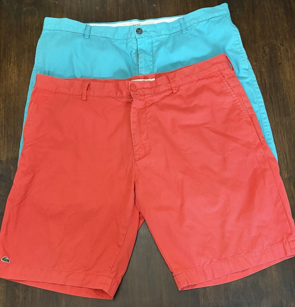 Lacoste Chino Shorts Mens 40 X 10 Taille 50 Red & Blue